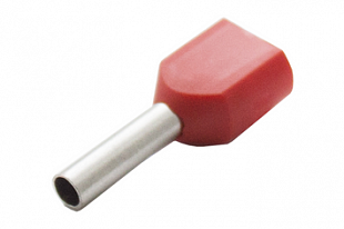Наконечник штыревой втулочный изолир двойной сечение 1,0 кв.мм длина 8мм цвет красный (1пакет/50шт) купить