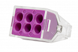 Зажим втычной 6-гнезд фиолетовый макс.сечение 2,5  кв.мм 24 А (1пакет/50шт)